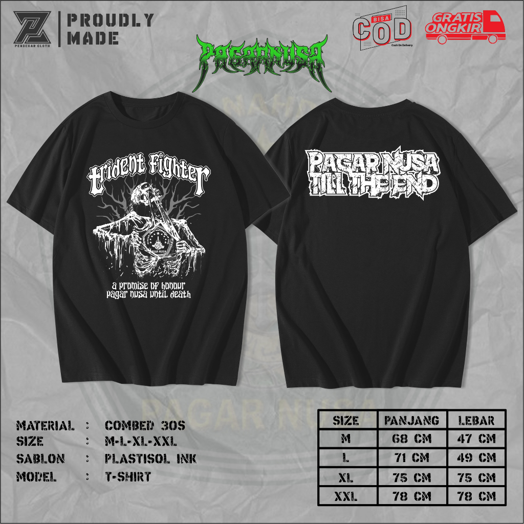 Kaos Trident Fighter PSNU - Kaos Pagar Nusa - Kaos Pencak Silat Pagar Nusa