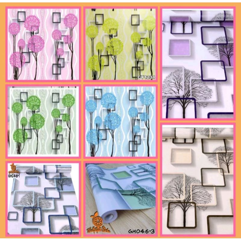 Wallpaper Dinding 3D Wallpaper Dinding Kamar Tidur Kotak 3d 45cm x 10m