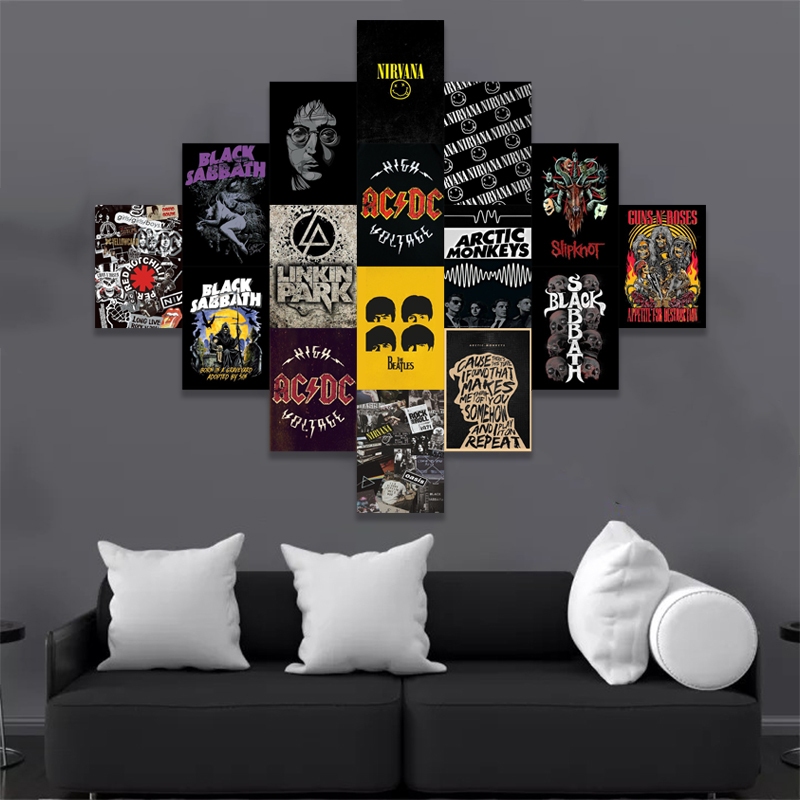 (isi 16pcs) poster dinding kamar aesthetic metal band design - poster kamar aesthetic | SC02 |