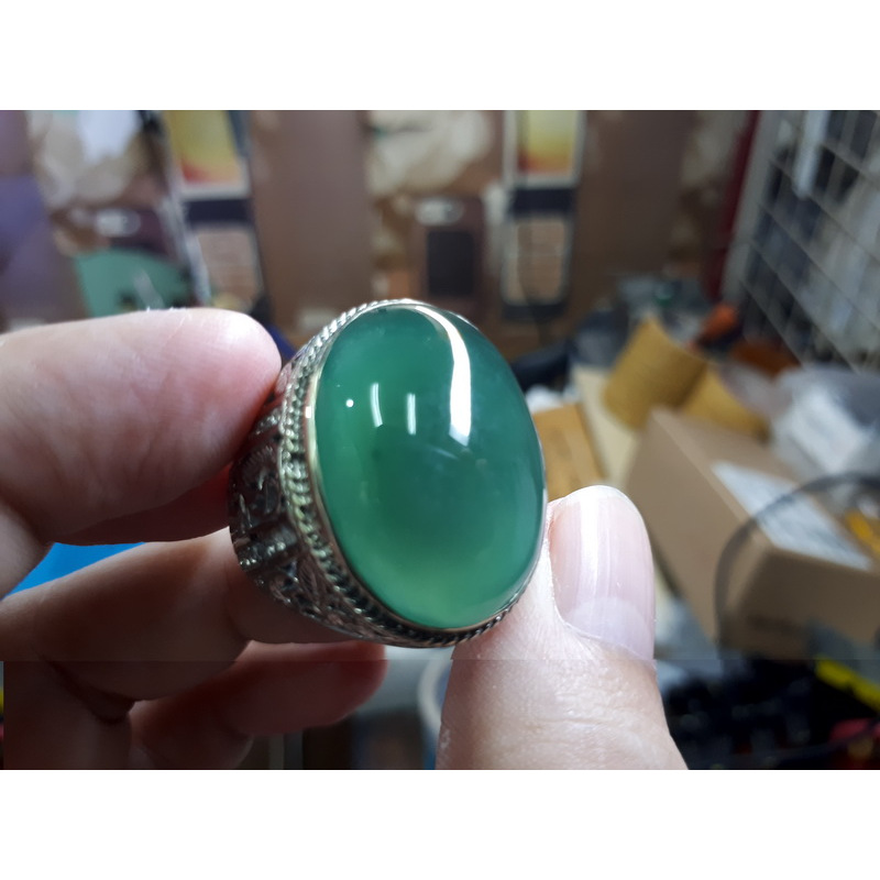 Batu Bacan Doko Super BC061 Giwang Body Kaca Ikatan Perak Kokoh
