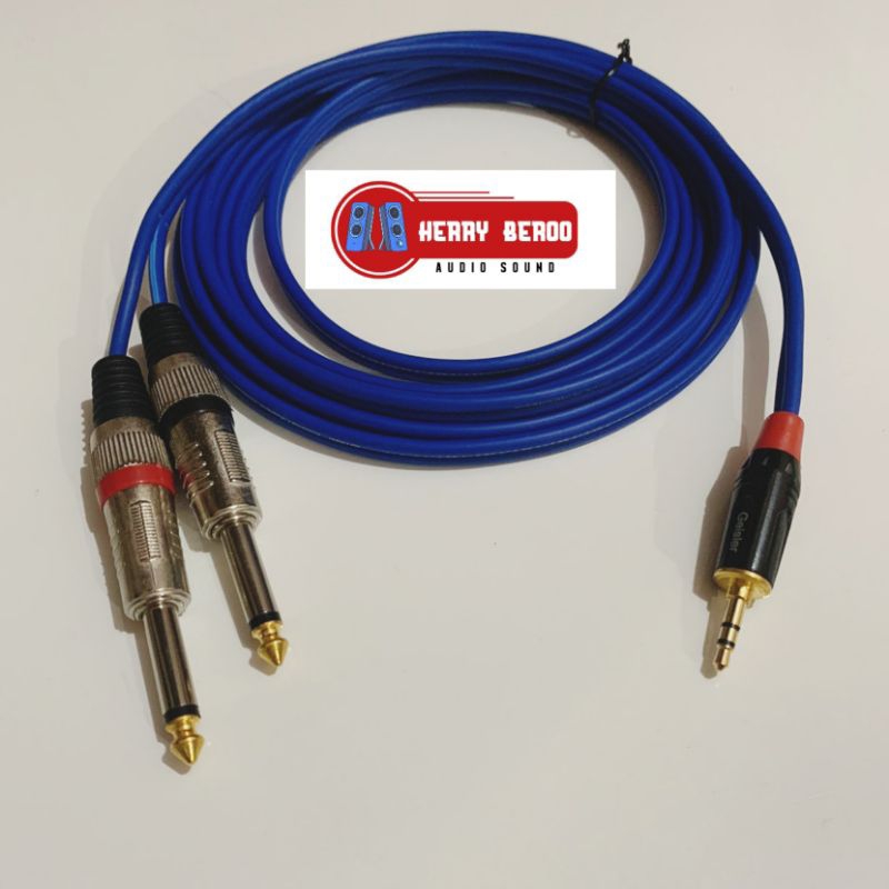 kabel jack stereo geisler 3,5 mm to 2 akai mono 6,5 mm