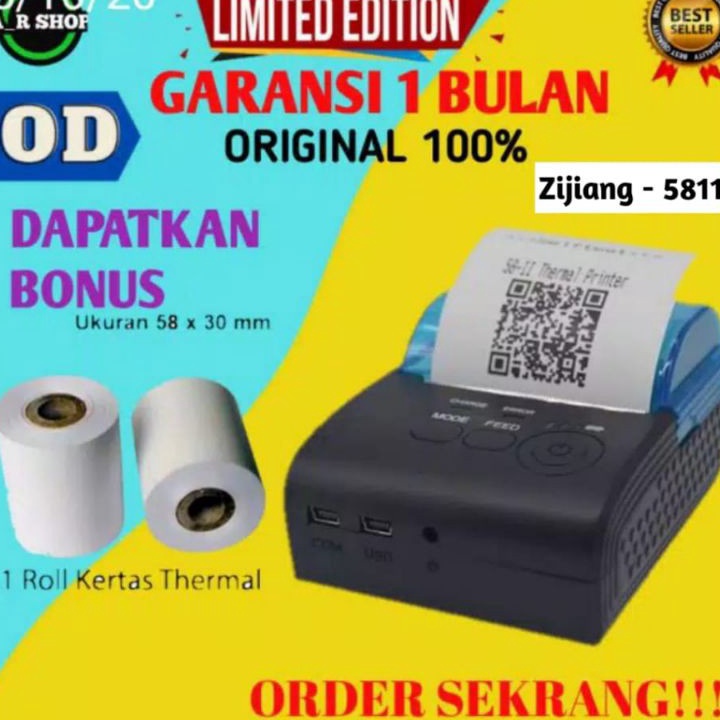 Terbaru Printer Bluetooth USB mini poble thermal all in one kasir murah Asli Ori VRtec zijang - 5809