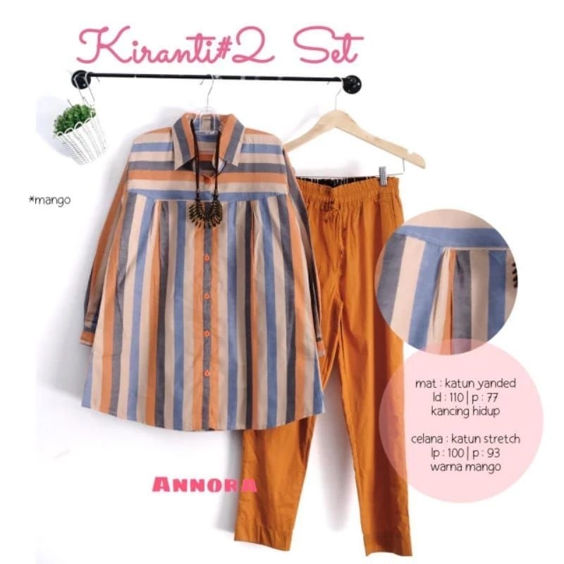 TKG - KIRANTI SET#2 Setelan Celana Wanita Tunik Katun Jumbo Ld120 Muat Bb 90Kg vy Fashion Solo