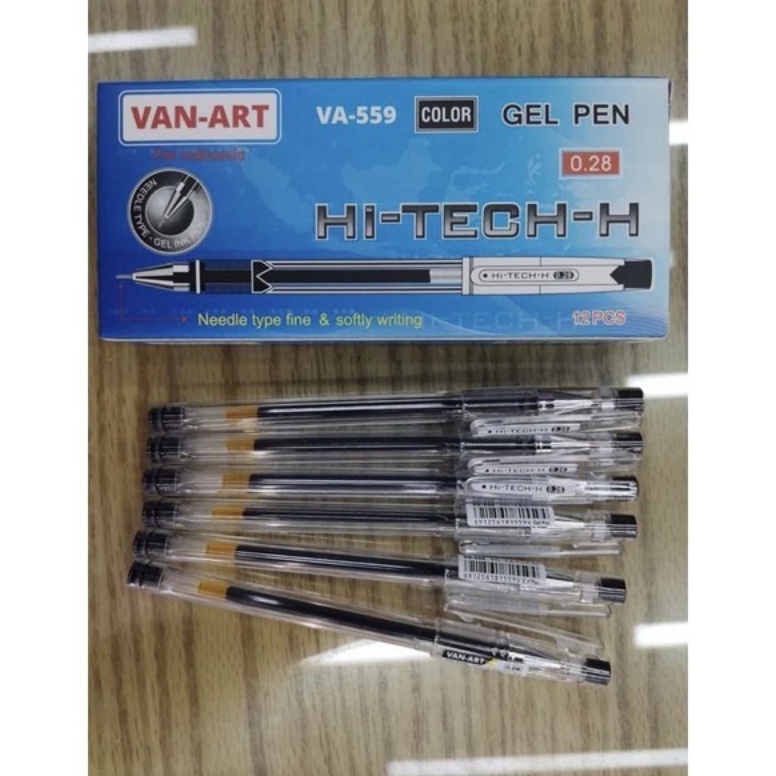 

is.. (Harga 12 pc) Bolpen Hi tech HITAM VA-559 (1 Kotak isi 12 pcs) /gel pen 0,28 IJF