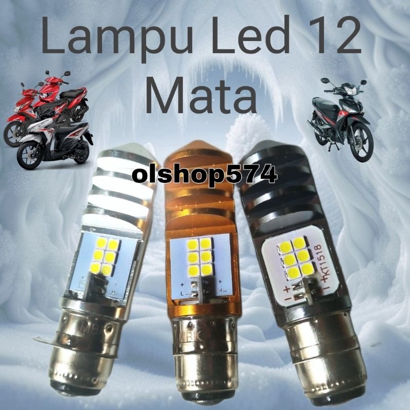 Lampu Led Depan Motor Mio Vario 110 125 150 FI Beat Karbu Fi Injection 12 Mata Cahaya Putih