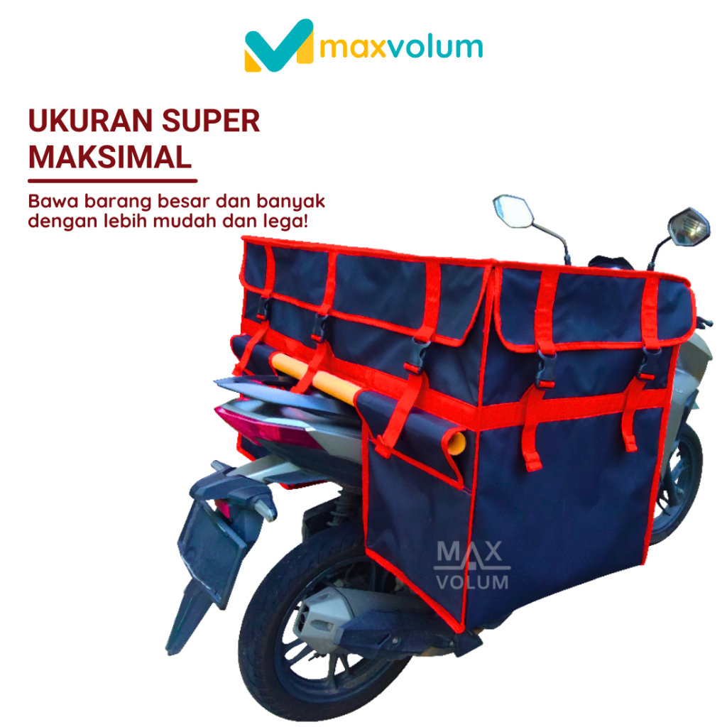 UIO Maxvolum Tas Motor Anti Air Super Hitam List Merah Tas Obrok / Tas Kronjot / Tas Kurir / Tas