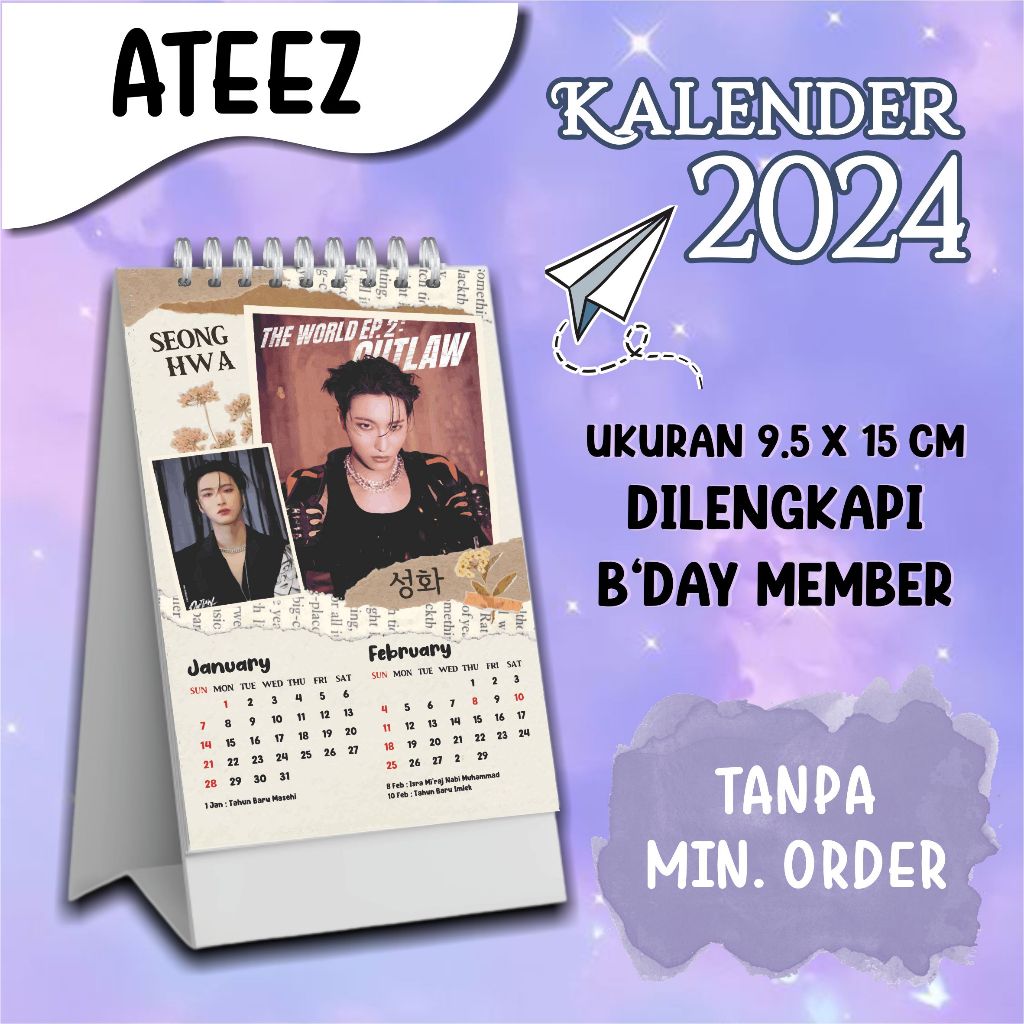

Kalender 2024 ATEEZ - Kalender Mini, Kalender Meja, Kalender Duduk, Kalender KPOP