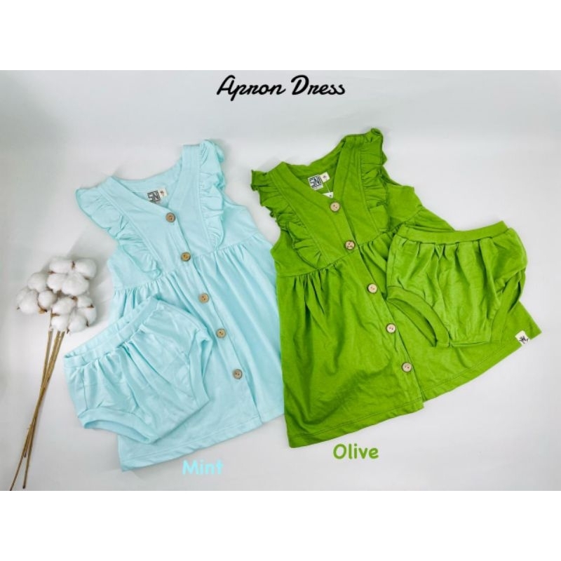 Loopie Kids, Apron Dress Polos Terdapat Kancing hidup dengan stelan  Celana