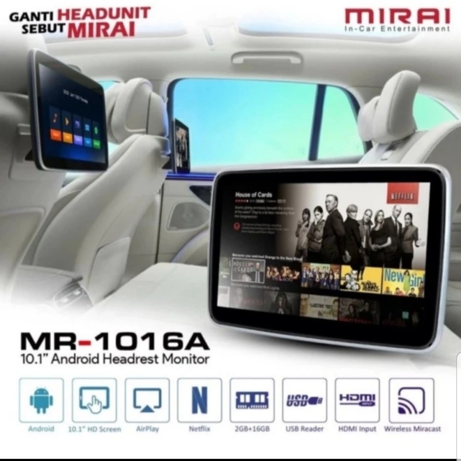 MIRAI MR-1016A 10.1" Android Headrest Monitor 2 pcs