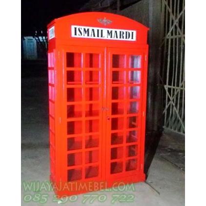 Lemari Hias Telephone Costum Nama Cat Duco Bahan Kayu Mahoni