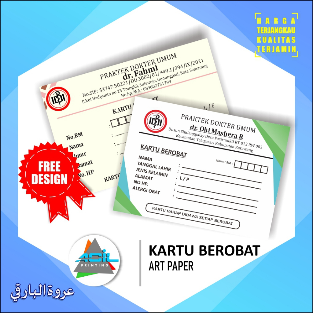 

KARTU BEROBAT ART PAPER 260 gr