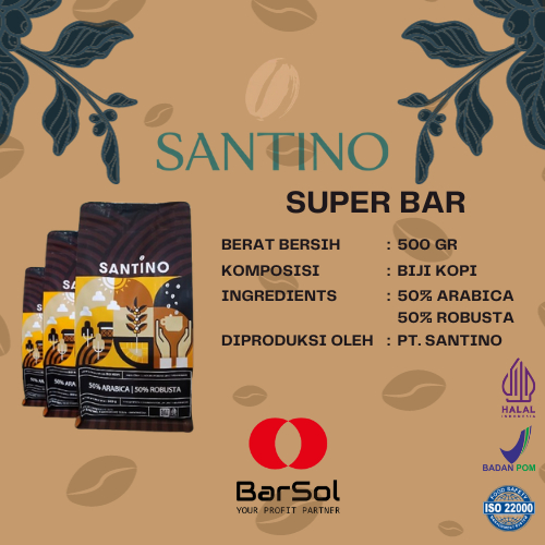 

Santino Coffee Beans Super Bar (50:50) 500 Gr - Barsol Indonesia