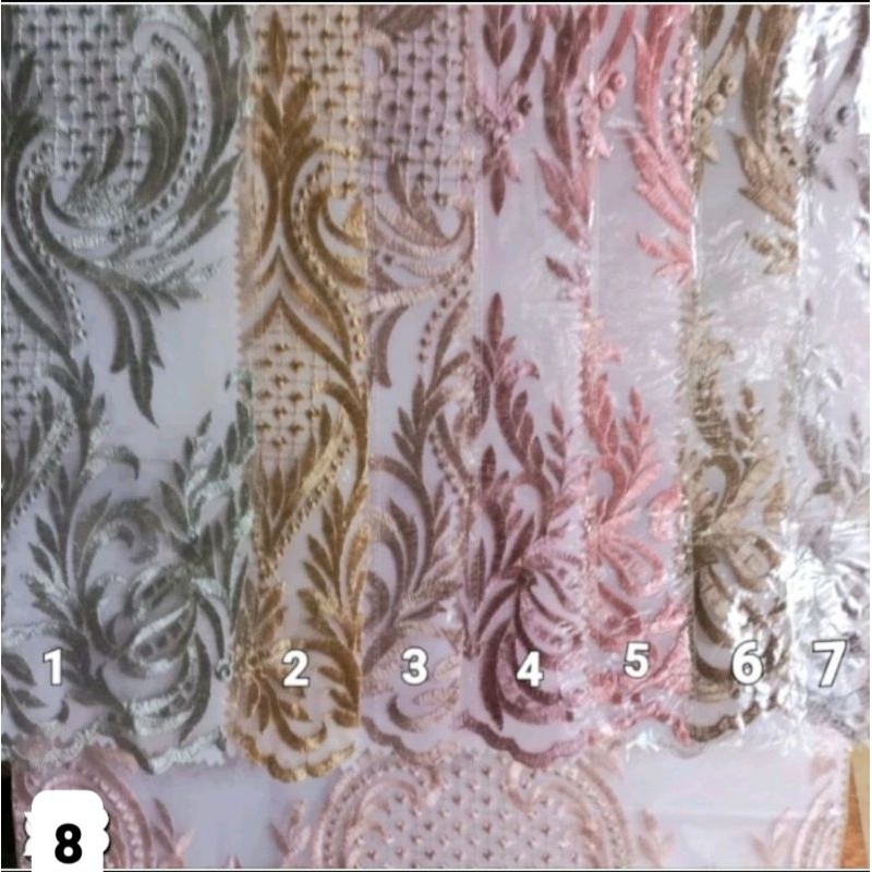 kain tile brokat meteran halus full bordir mewah lemas gamis dress