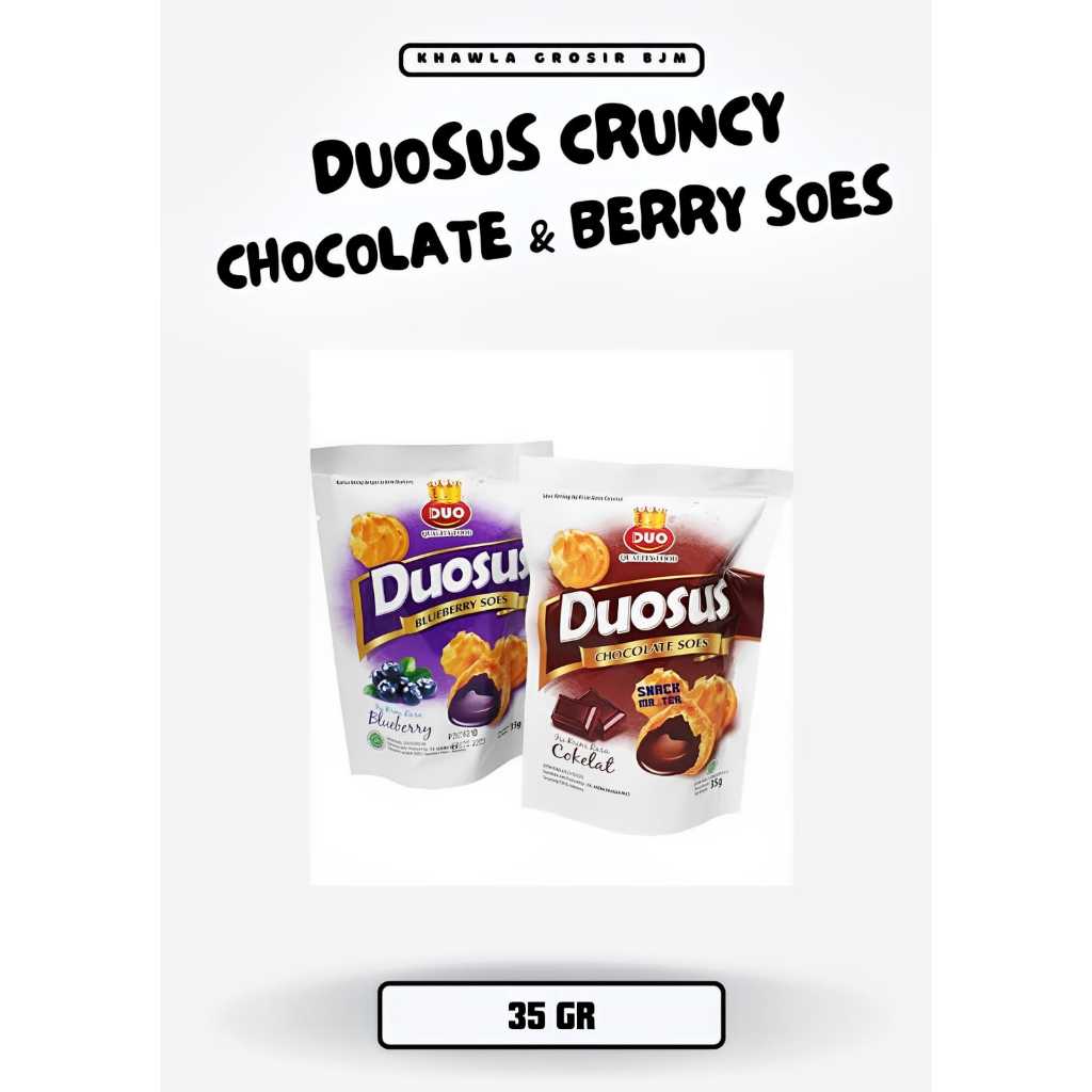 

DUOSUS CRUNCY CHOCOLATE DAN BLUEBERRY SOES 35 GR ENAK DAN MURAH