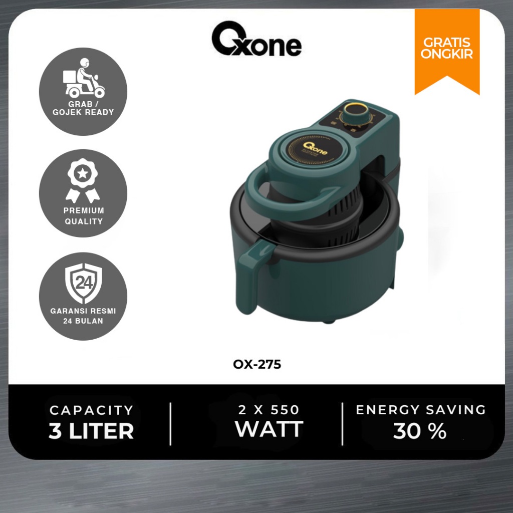 Oxone OX275 Glasstop Smart Air Fryer Kapasitas 3 Liter