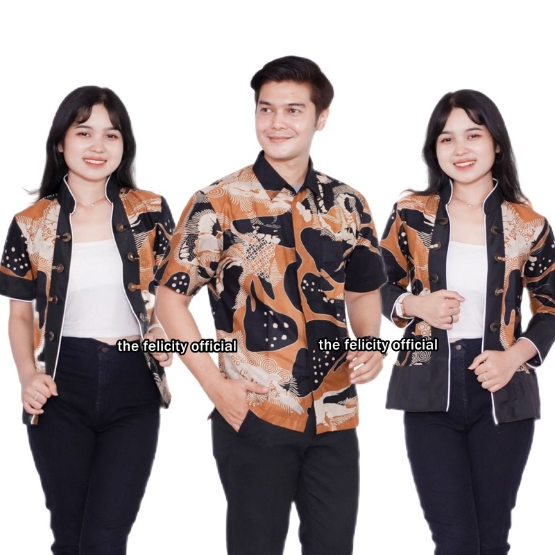 felicitybatik - Bolero Blazer Batik Atasan Wanita Couple Kemeja Batik Pria Seragam Batik [ kopi ]