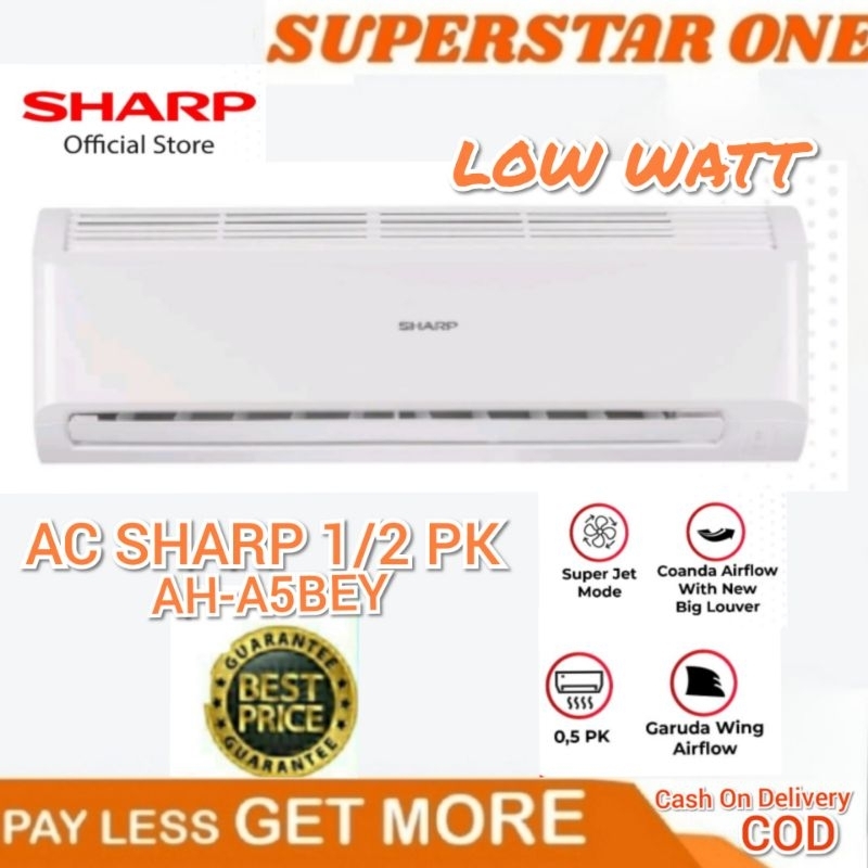 AC SHARP / MIDEA 1/2 PK AH- A5BEY/5 BEY + PASANG LOW WATT SPLIT 1/2PK/0,5PK/05PK/0.5PK/0,5 PK/05 PK/
