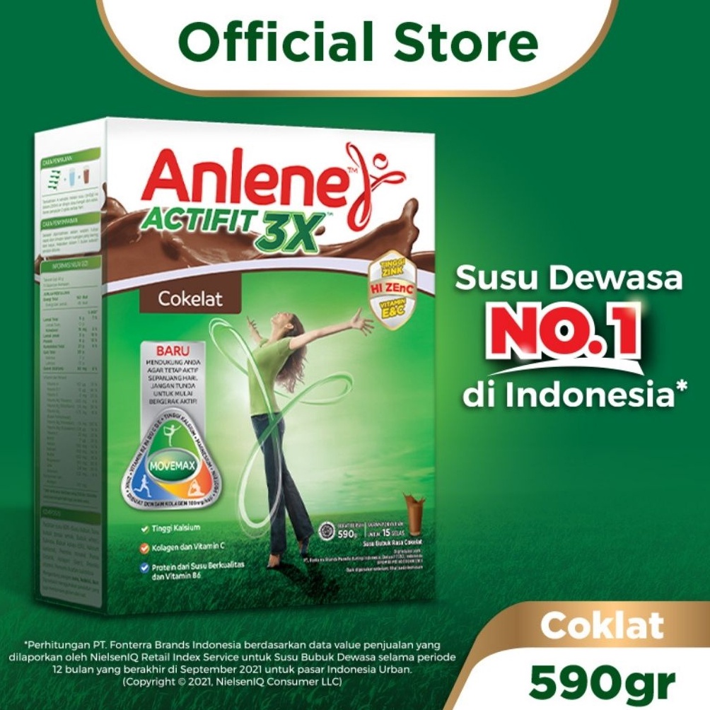 

[0VA34] Anlene Actifit 3X Susu Bubuk Dewasa Cokelat 590g - Nutrisi Tinggi Kalsium Untuk Tulang, Sendi, dan Otot 40