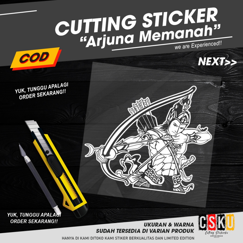 Cutting Sticker Wayang Arjuna Memanah Variasi Motor Mobil Aksesoris Sticker Wayang Tradisional Keren
