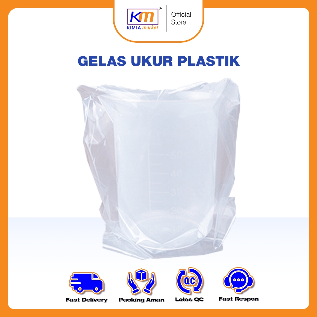 Gelas ukur Plastik ukuran 50ml / Gelas Ukur Murah / Gelas Ukur Laboratorium / Gelas Ukur Plastik 50m