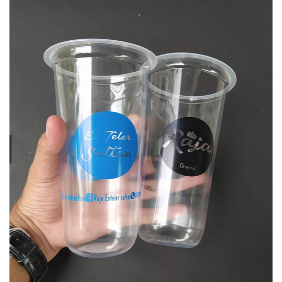 [500 pcs] Gelas Plastik Custom Cup Gelas Plastik Custom Sablon Printing 22 Oval Tebal 9 gr