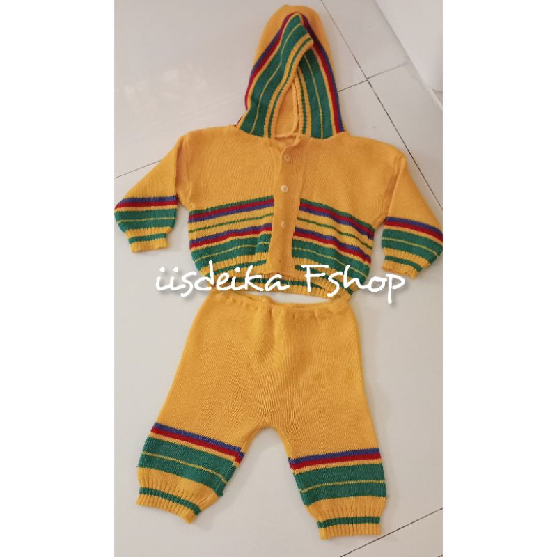 SETELAN RAJUT ANAK LAKI-LAKI DAN PEREMPUAN MURAH SETELAN JAKET DAN CELANA ANAK BAHAN RAJUT TEBAL ADE
