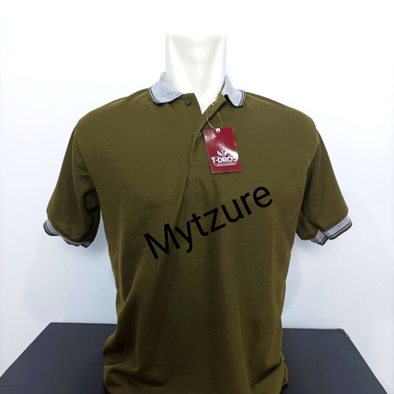 Kaos Polo Polos Pria Shirt Distro Berkerah Hijau Lumut Tdros Tangan Lengan Pendek
