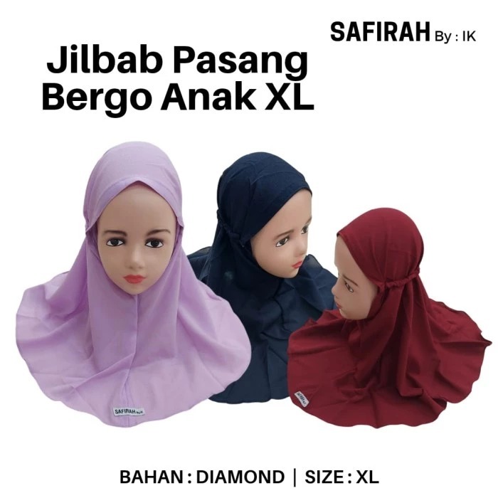 JILBAB INSTANT BERGO ANAK ANAK TALI KERUT ADEM DAN TIDAK PANAS UKURAN XL