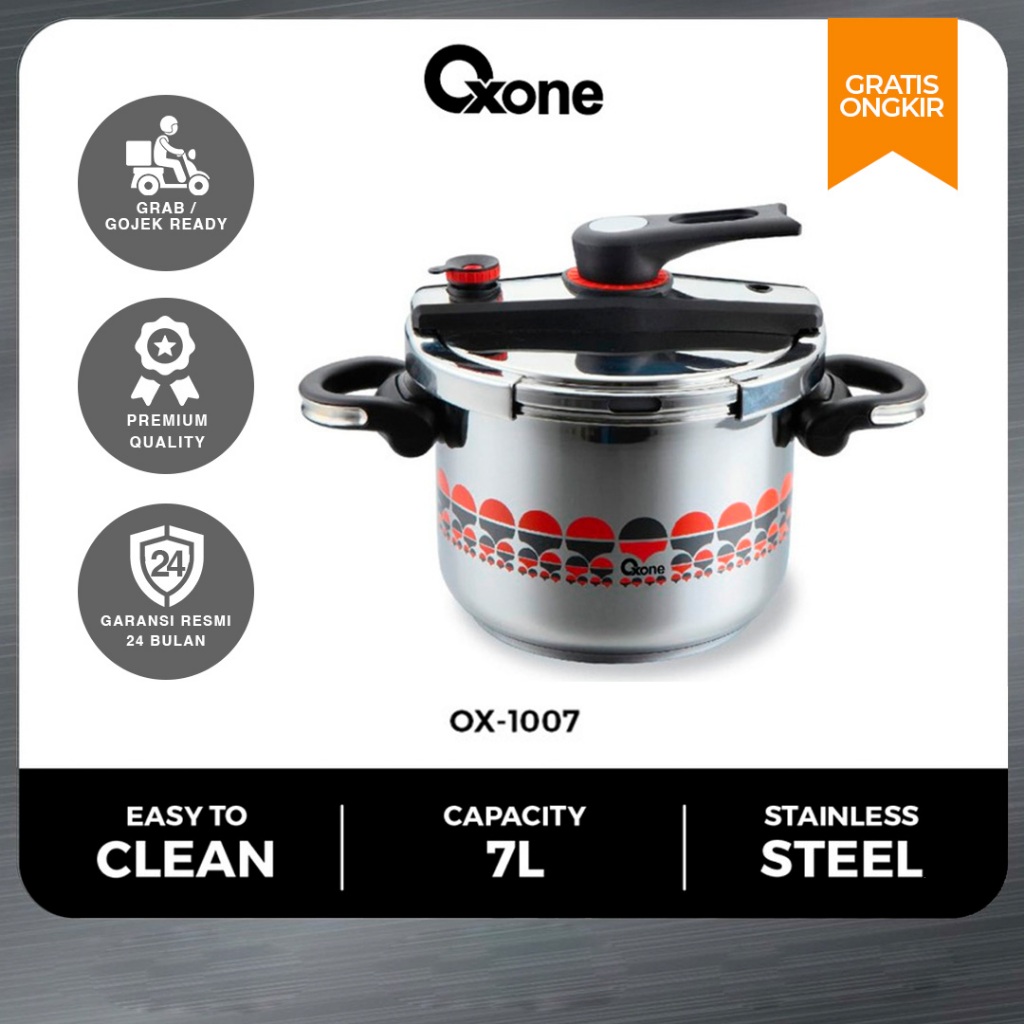 Oxone  OX1007 Pressure Cooker 7Liter Top Handle Presto Stainless Steel