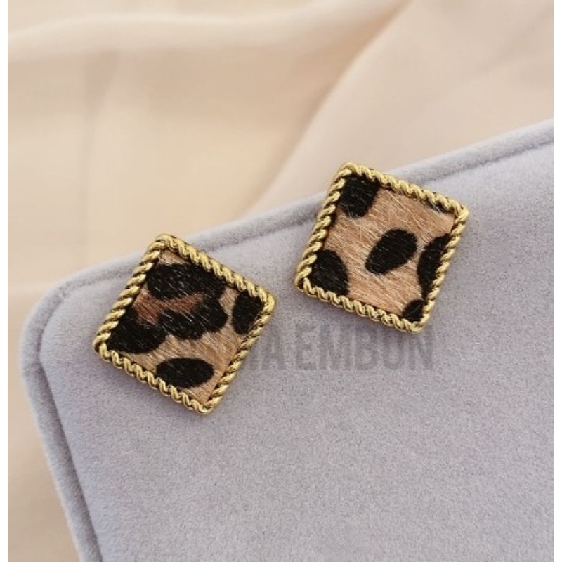 Embun - (21)Anting Tusuk Hijab/non hijab impor premium leopard