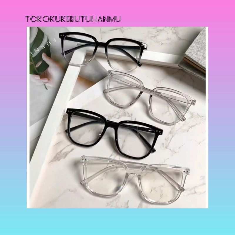 Kacamata wanita pria Korea terbaru kacamata twin model kotak frame besar