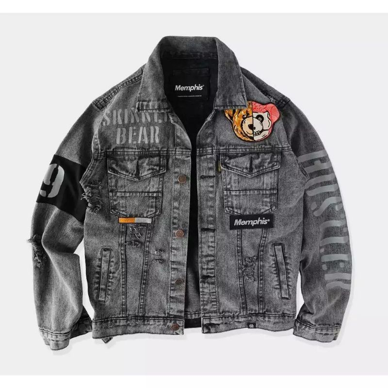 RIPPED DENIM JAKET SKINNEBEAR LIMITED EDITION MEMPHISORIGINS