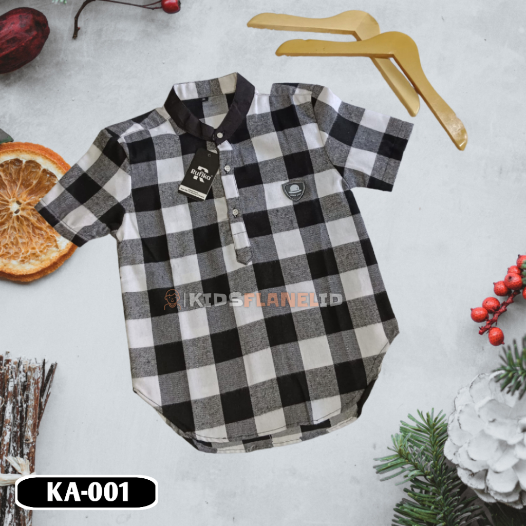 Kids Flanel ID Baju Kemeja Koko Anak Katun Flanel Kurta Flanel Anak Laki Laki Lengan Pendek KF003