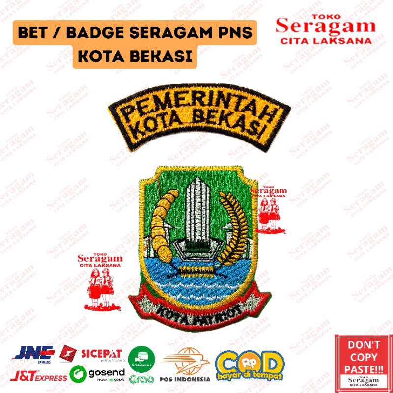 Badge / Emblem / Bet / Logo Seragam PNS Pemerintah Kota Bekasi Bordir