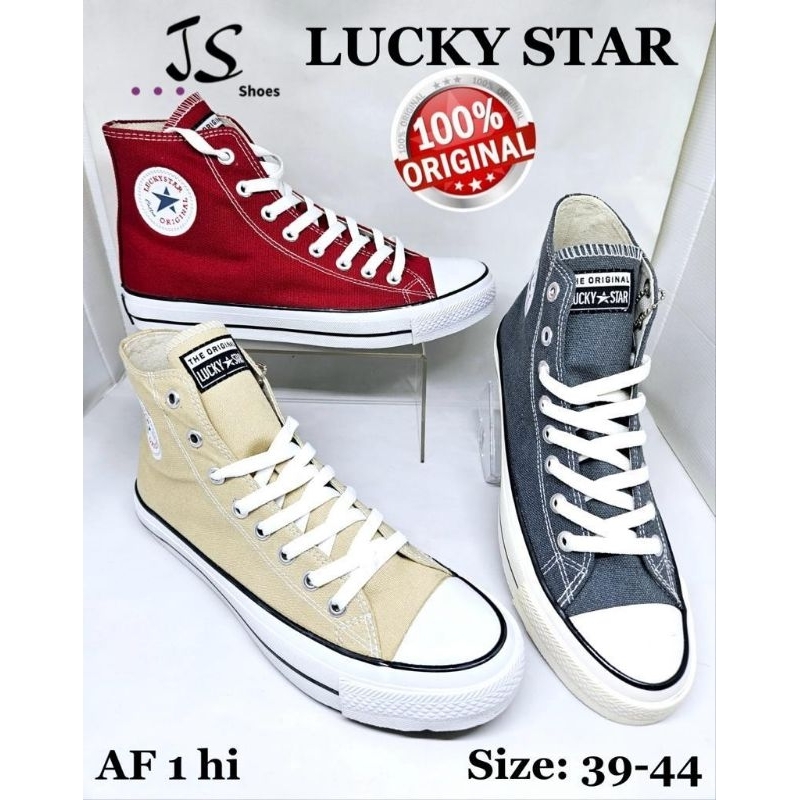 LUCKY STAR AF1 HI - SEPATU SNEAKERS CANVAS MODEL TINGGI MERK LUCKY STAR ORIGINAL