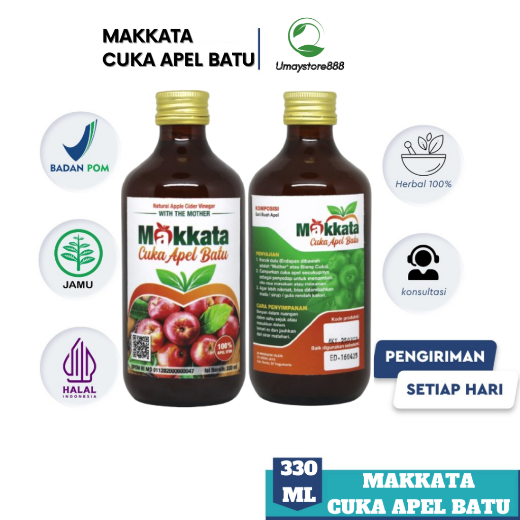 

Cuka Apel Batu Malang MAKKATA Organic Apple Cider Vinegar With The Mother Original