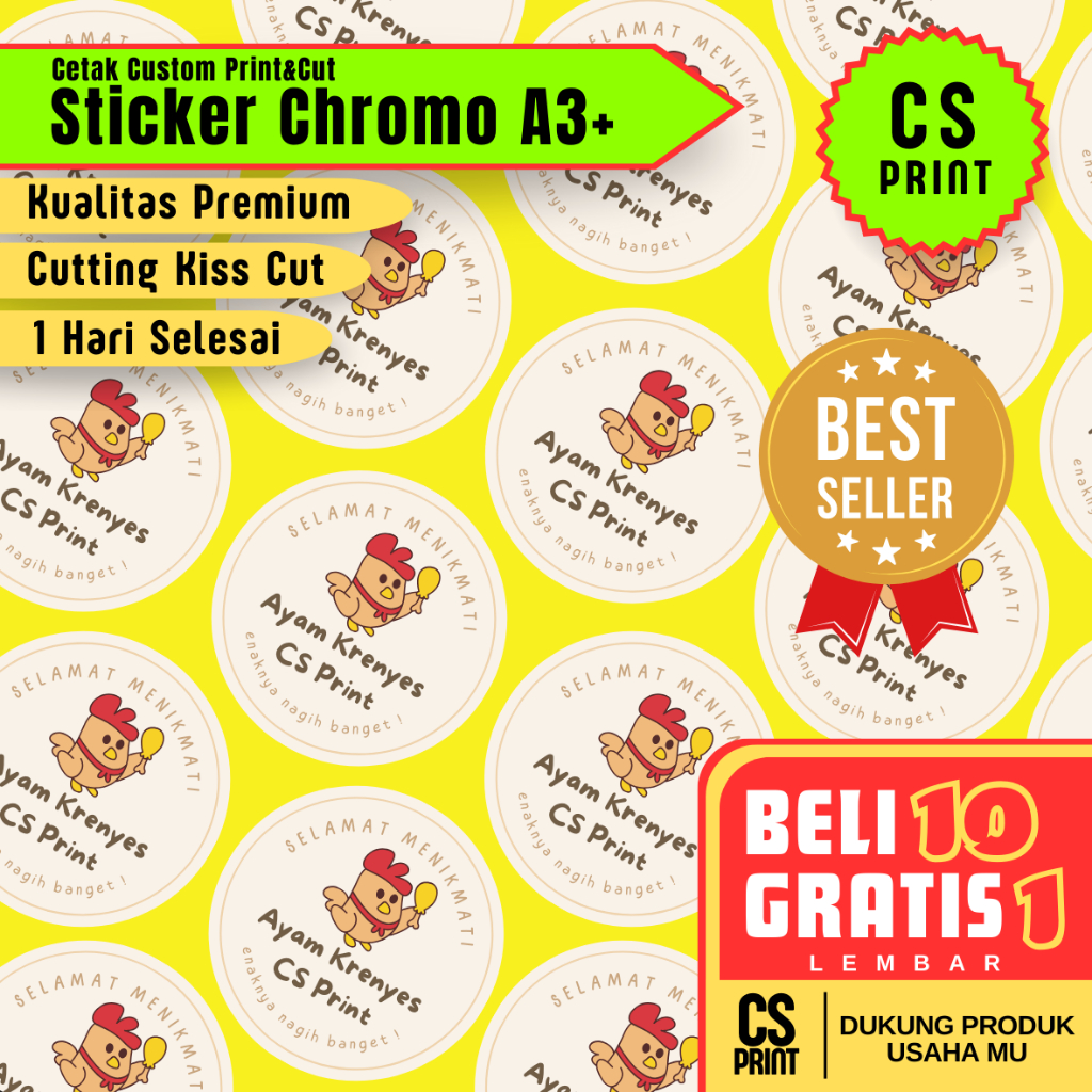

Cetak Stiker Chromo Cut A3+ Murah / Cetak Stiker Label Kemasan Makanan Minuman Online Shop Murah