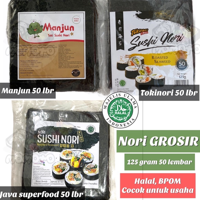 

[✣G87➤] Manjun - Tokinori - Java Superfood 125 gram Yaki Sushi Nori 50 lembar Potongan
