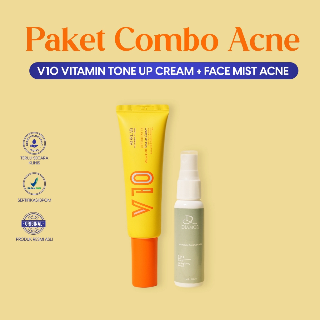 PAKET COMBO ACNE ( V10 VITAMIN TONE UP CREAM + NOURISHING ACNE CARE MIST )