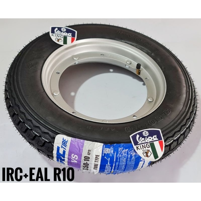 paket ban ring 10 ban luar dalam dan velg vespa 350 x 10 velg EAL ban luar dalam IRC ukuran 350x10