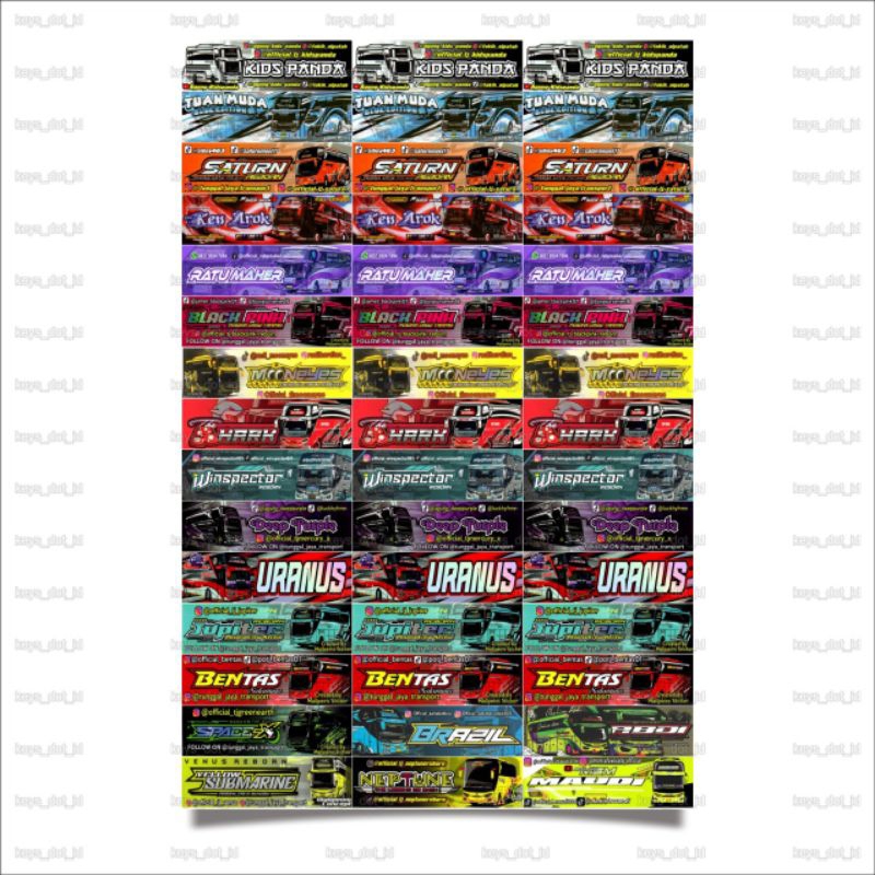 

[Isi 45 Pcs] Sticker Stiker Bus Basuri Panjang, Stiker Bus Mania, Stiker Bus Viral, Stiker Bus telolet, Stiker Bis, Tempelan Bus