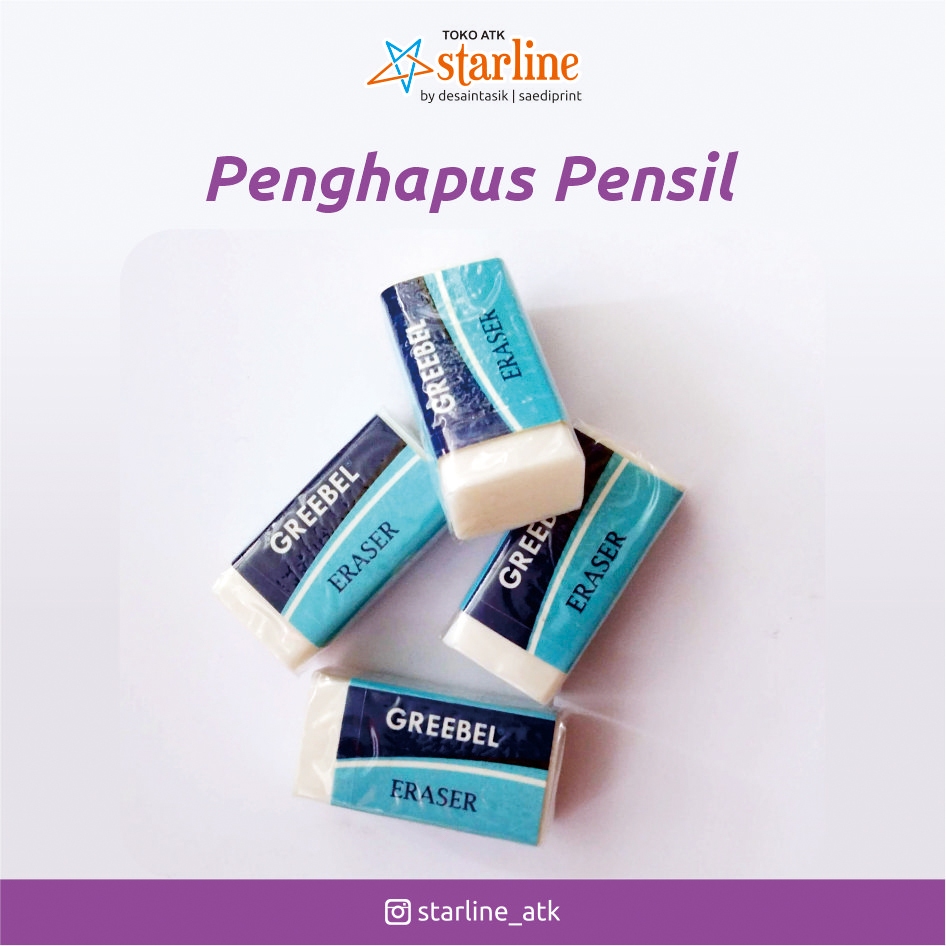 

PENGHAPUS/ERASER PENSIL BERKUALITAS, KARET PUTIH, GREEBEL