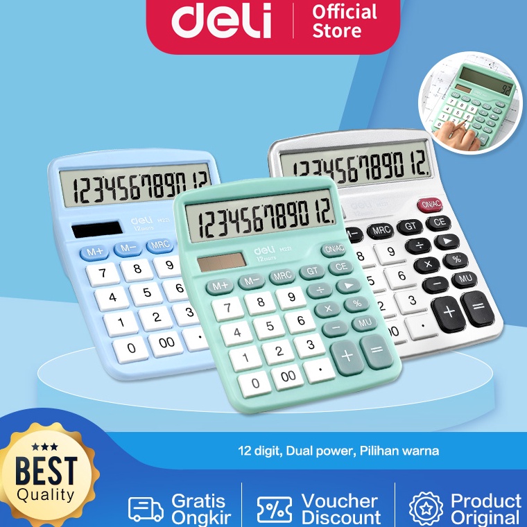 

95 Deli Kalkulator Meja / Desktop Calculator Layar 12 Digit Warna Lucu EM221 p6bnt