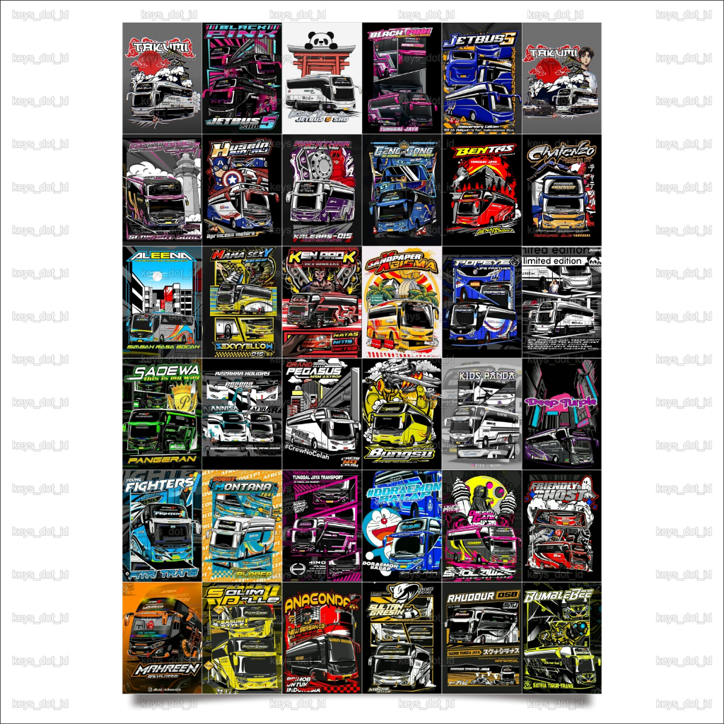 

RK Stiker Bus Basuri isi 36pcs, Stiker Bus Mania, Stiker Bus Viral, Stiker Bis