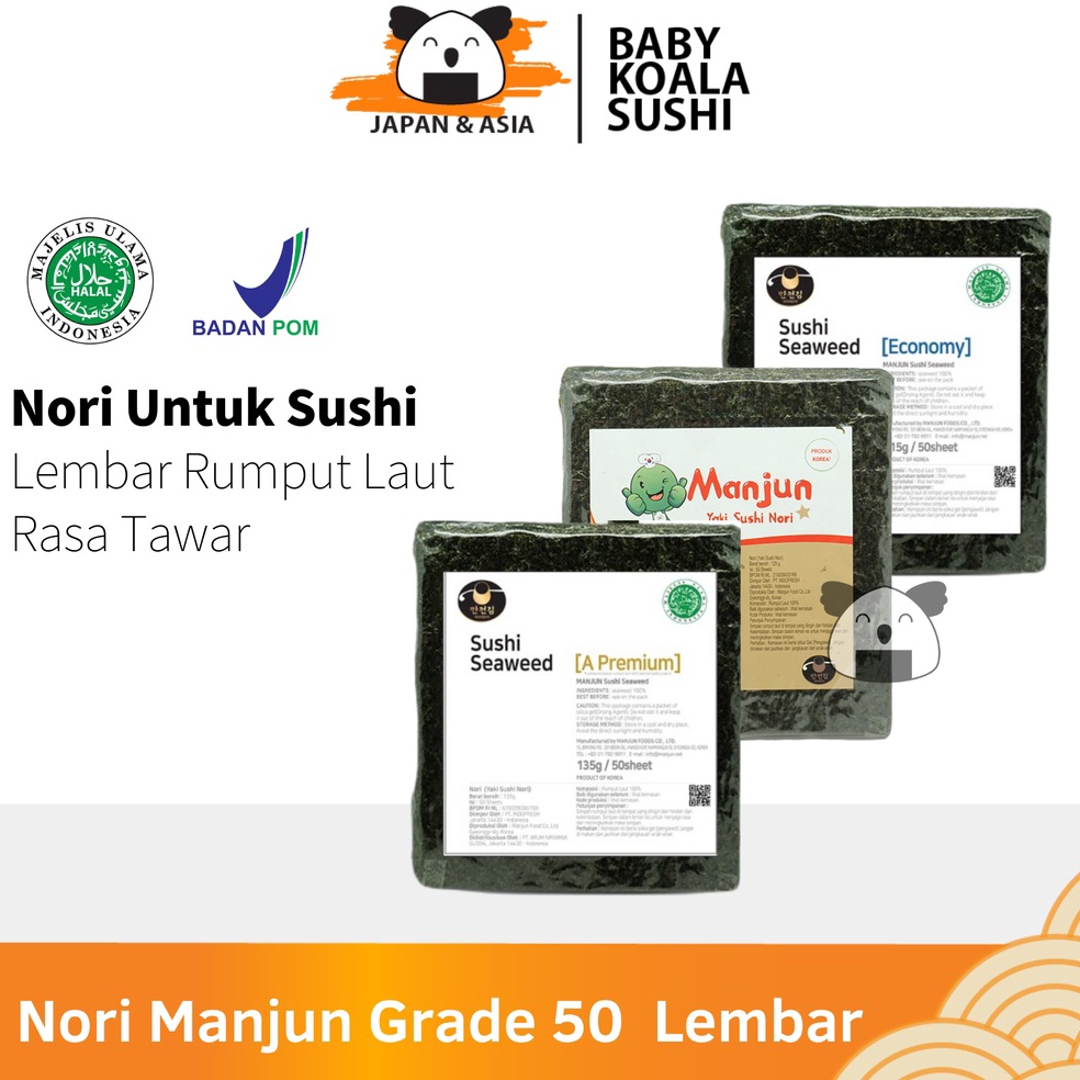 

[COD 7782] MANJUN Sushi Nori Kimbab 50 S Halal │ Nori Gimbab Import Lembar Rumput Laut 68