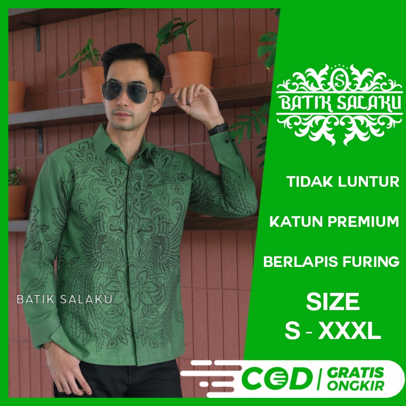 Kemeja Batik Pria Lengan Panjang 19 Baju BATIK SALAKU Premium Cocok Untuk Pesta Kantor Kondangan Lam