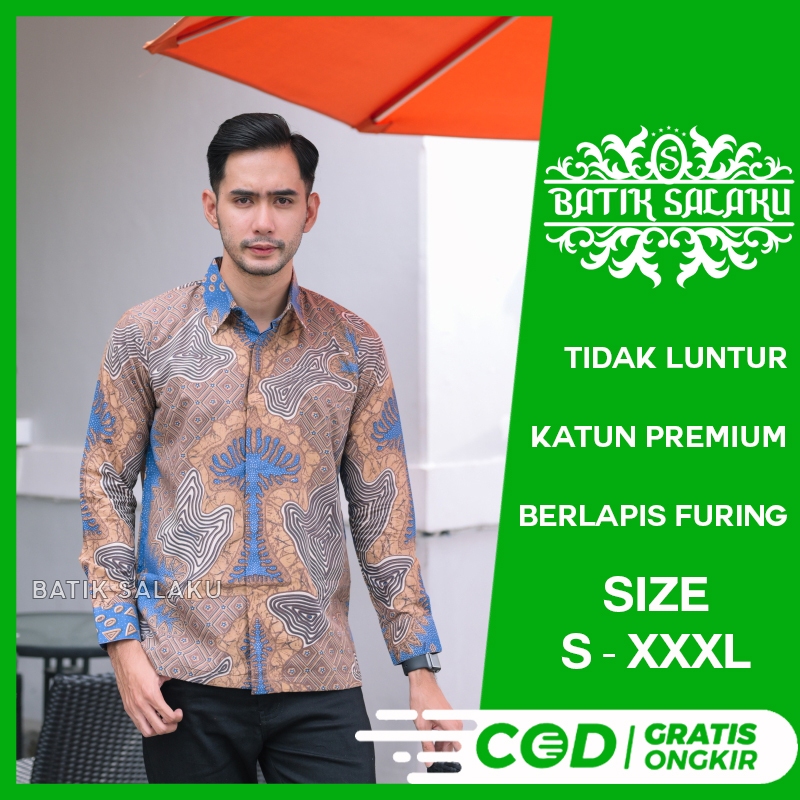 Kemeja Batik Pria Lengan Panjang 22 Baju BATIK SALAKU Premium Cocok Untuk Pesta Kantor Kondangan Lam