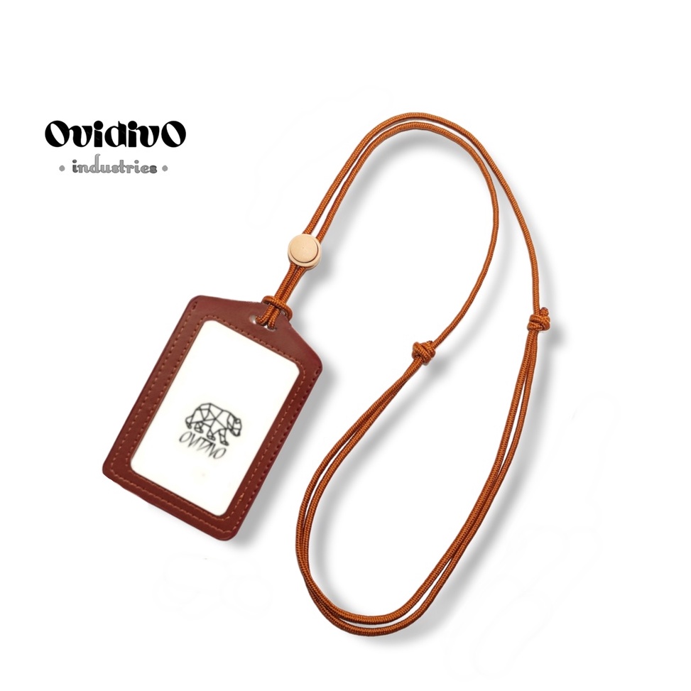 

[☹E91>] Basic Lanyard ID Card holder nametag kulit premium GOGO Order