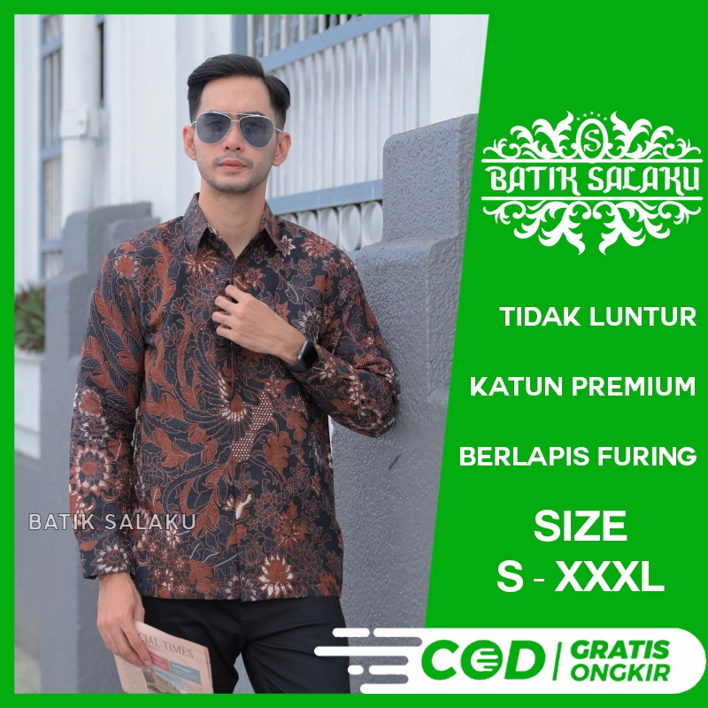Kemeja Batik Pria Lengan Panjang 28 Baju BATIK SALAKU Premium Cocok Untuk Pesta Kantor Kondangan Lam