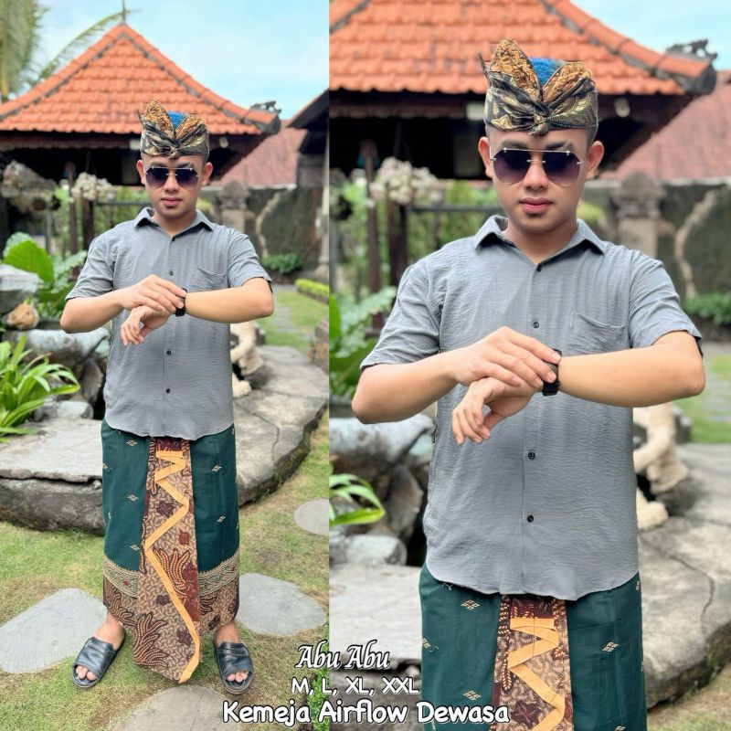 baju Semi safari kemeja dewasa tangan pendek kain laki bali